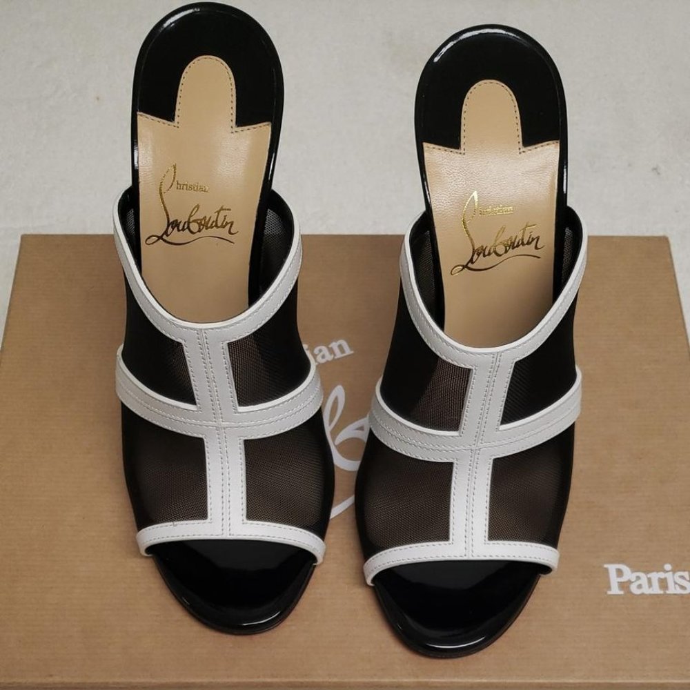 Christian Louboutin Black and White  Slides